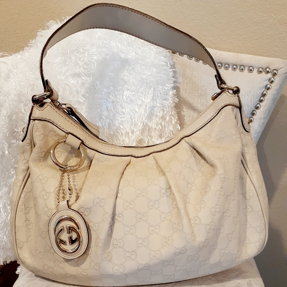 GUCCI cream leather shoulder bag - Picture 5 of 8